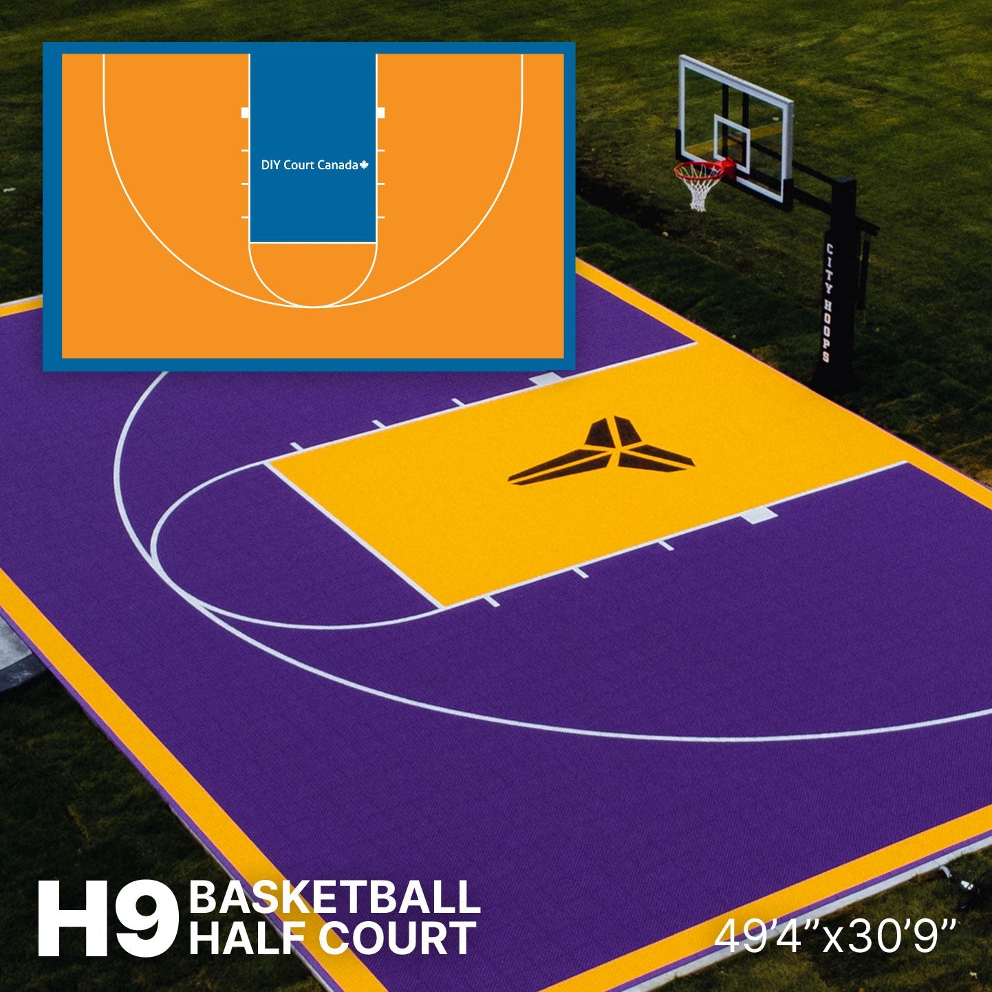 Basketball Court Kit - Half Court 49'4" x 30'9" (H9) - DIY Court Canada
