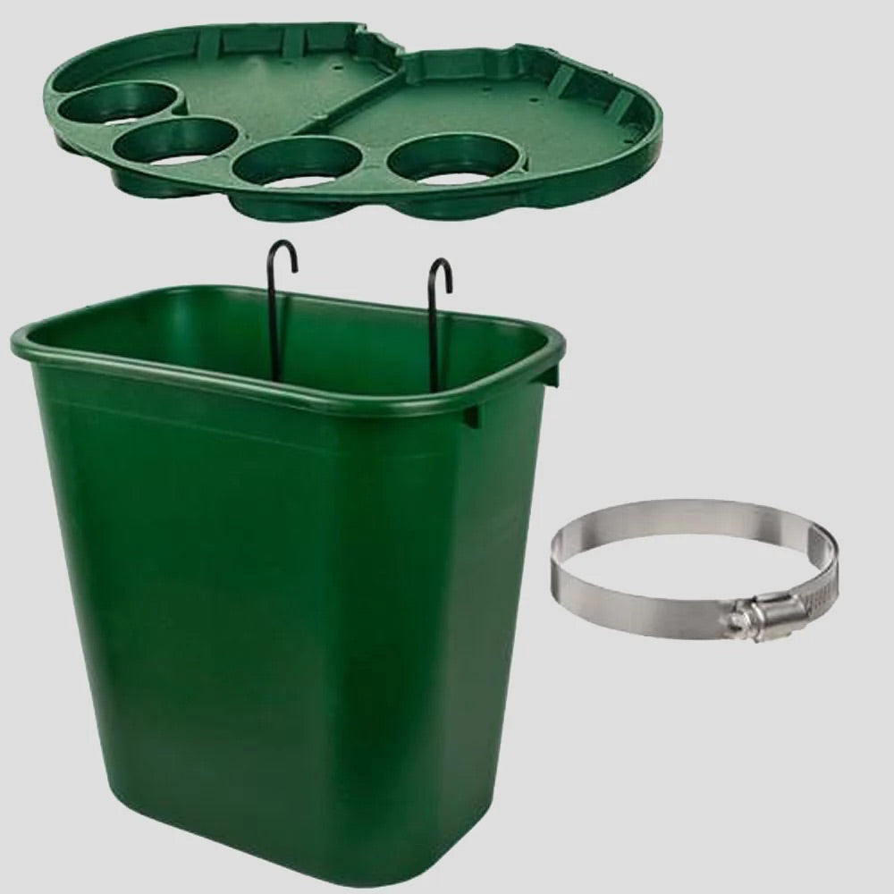 Tidy Court - Pole Mounted Waste Basket & Tray (Complete)