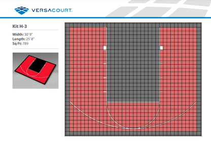 Basketball Court Kit - Half Court 30'9" x 25'8" (H3) - DIY Court Canada