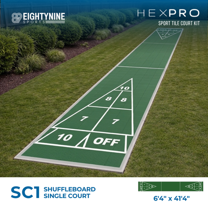 Shuffleboard Court Kit - 6'4" x 41'4" | HEXPRO Sport Tile (SC1)