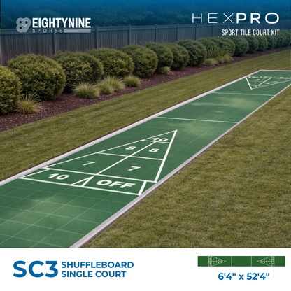 Shuffleboard Court Kit - 6'4" x 52'4" | HEXPRO Sport Tile (SC3)