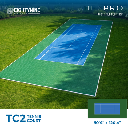 Tennis Court Kit - 60'4" x 120'4" - Regulation Size | HEXPRO Sport Tile (TC2)